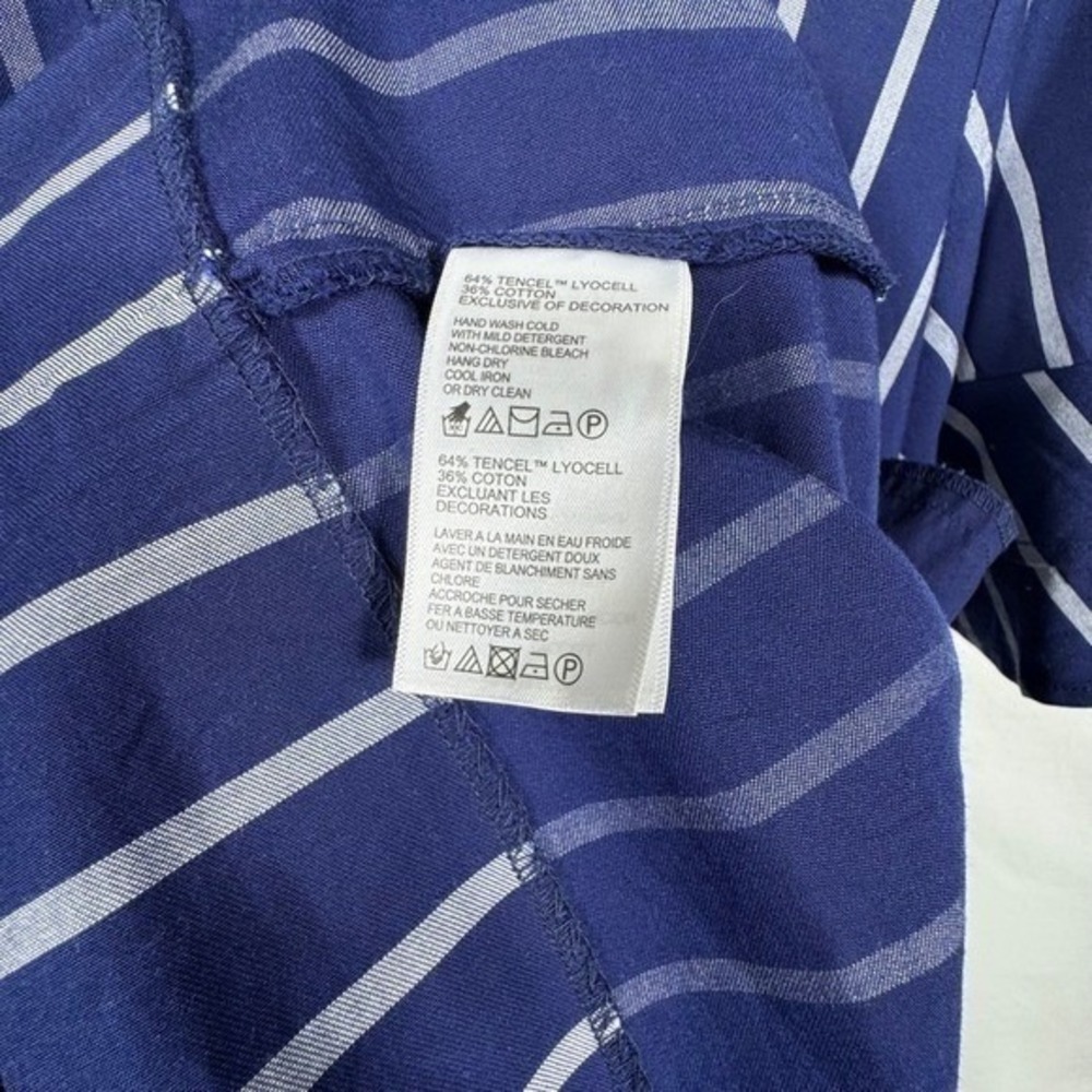Tommy Bahama Dress M Medium Blue White Vista Stripe V Neck Flutter Sleeve Casual - Picture 4 of 16